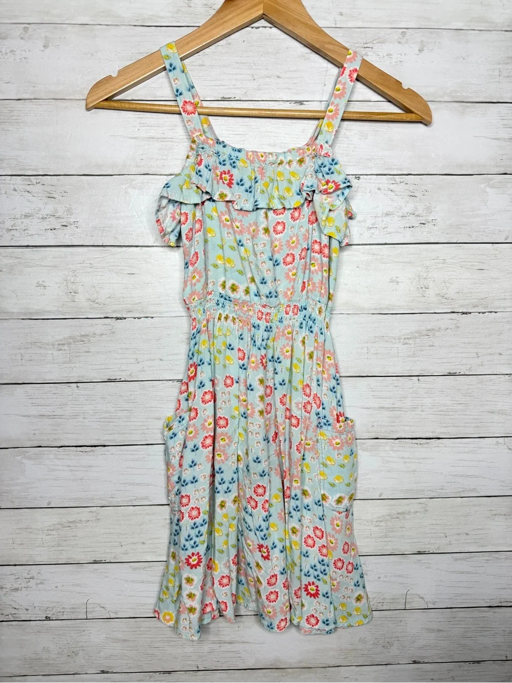 Matilda Jane Floral Print Ruffle Flounce Boho Dress Pockets Girls Size 10